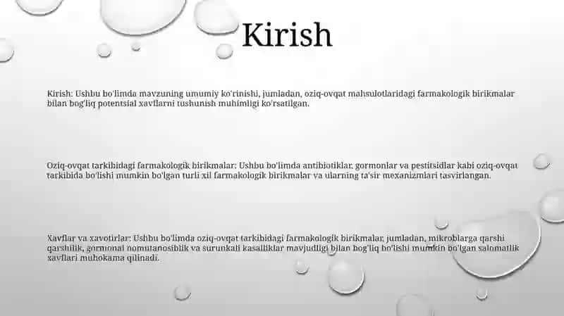 Oziq-Ovqat Maxsulotlar Tarkibiga Kiruvchi Farmokologik Faolikka Ega Bo’Lgan Moddalarning Xavfi 2