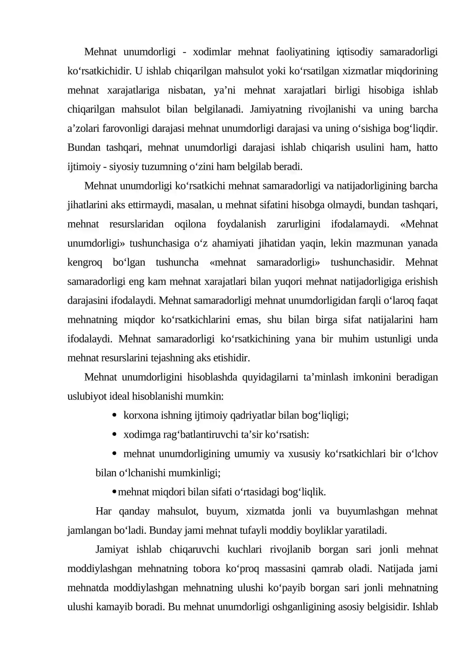 Mehnat unumdorligini oshirish omillari va imkoniyatlari 2