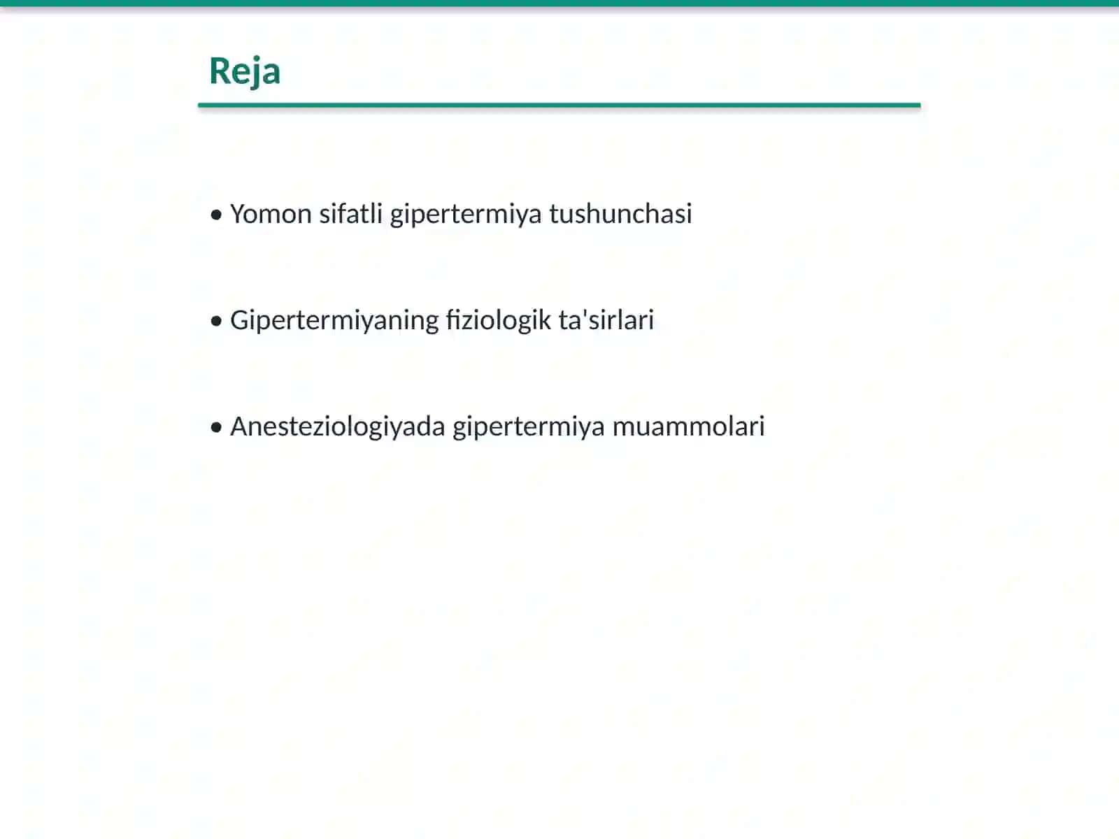 Yomon sifatli gipertermiya. Anesteziologiya. Reanimatologiya 2