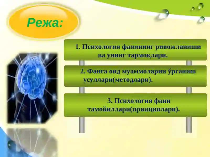 Психология фанининг тармоқлари, методлари ва принциплари 2