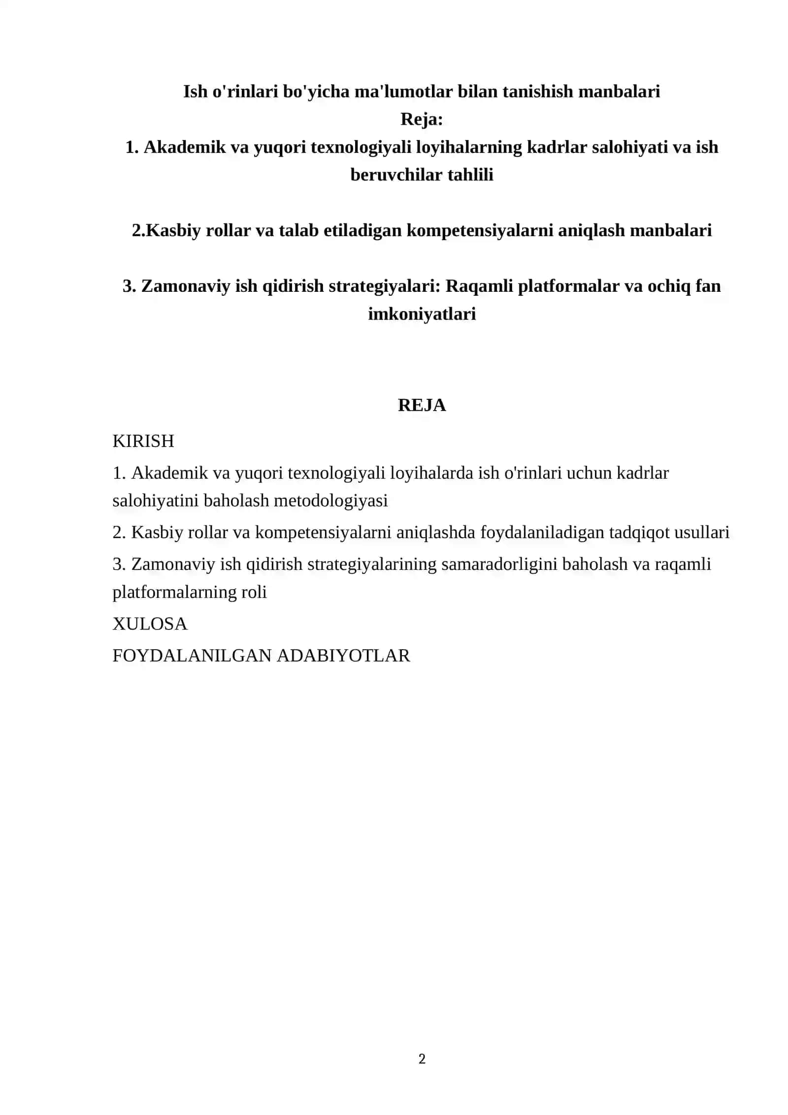 Ish o'rinlari bo'yicha ma'lumotlar bilan tanishish manbalari 2
