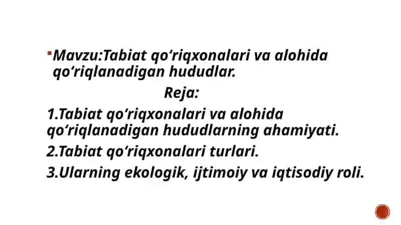 Turizm faoliyat turlariyoʻnalishitalabasiToshmurodovJahongir Ekologik turizm taqdimoti 2