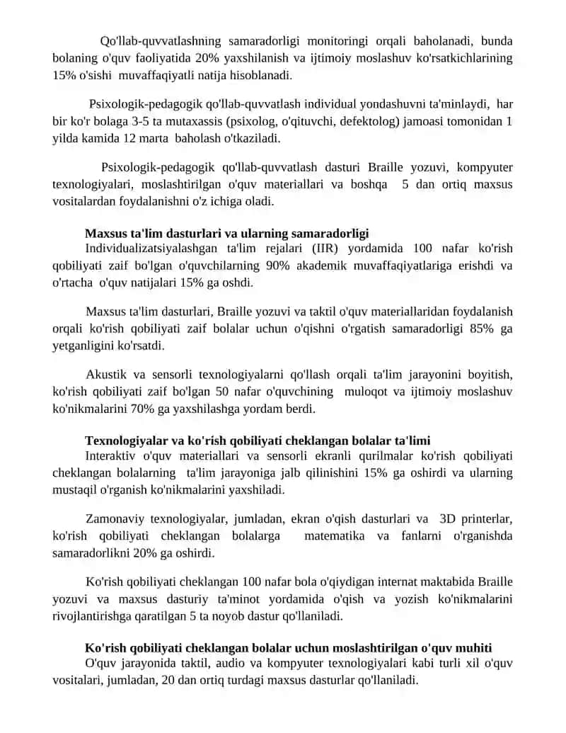 Zaif ko'ruvchi bolalar maktab internatida ta'lim tarbiya jaayoni 2
