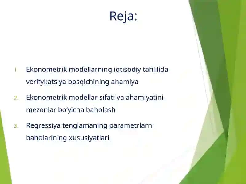 Ekonometrikmodellarning iqtisodiy tahlilida verifykatsiya bosqichining ahamiya 2