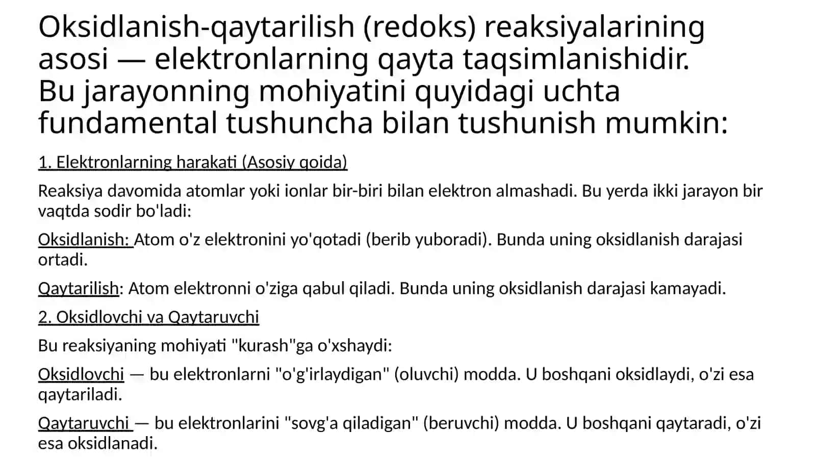 OKSIDLANISH-QAYTARILISHI REAKSIYALARINING AHAMIYATI 2
