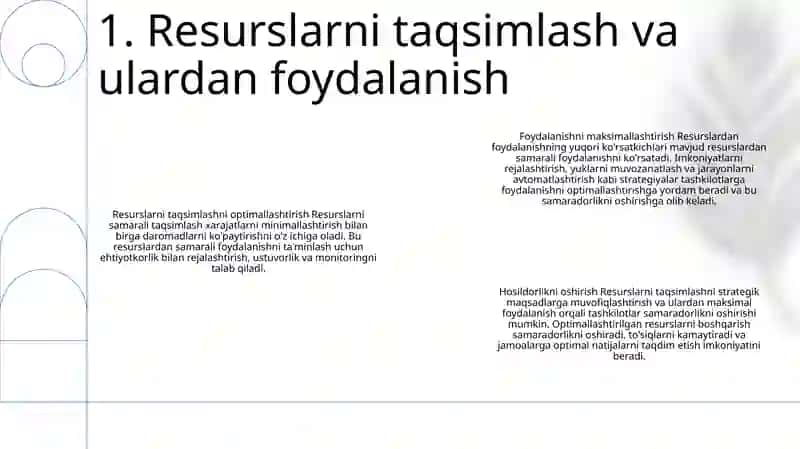 Resurslarni taqsimlash va ulardan foydalanish 2