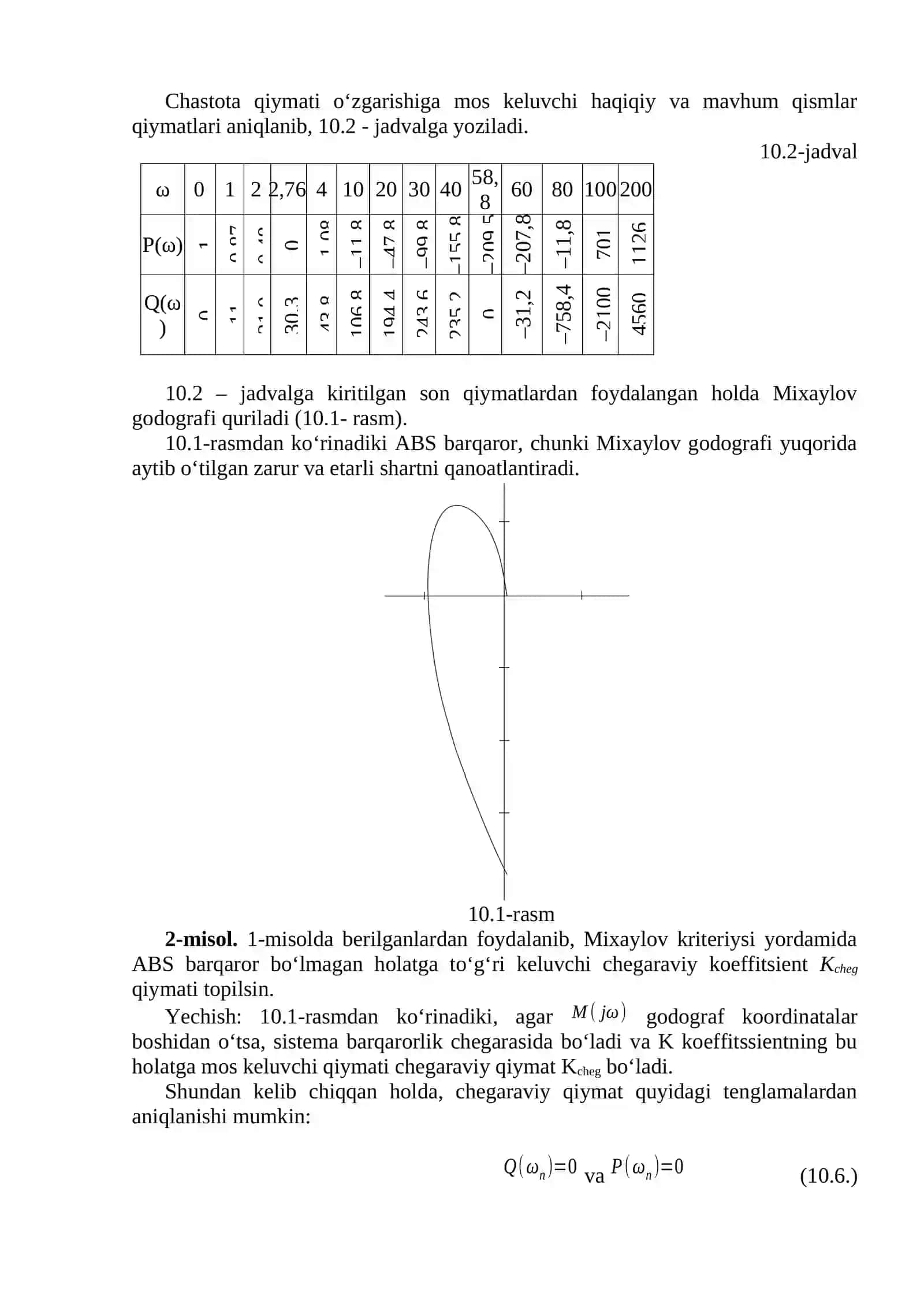 Chastota kriteriylari yordamida chiziqli sistemalar barqarorligini tekshirish 2