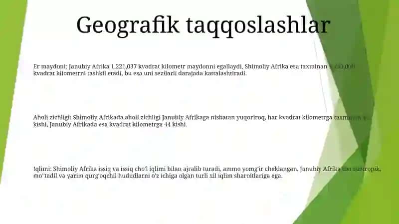 Shimoliy Va Janubiy Afrika Davlatlari 2
