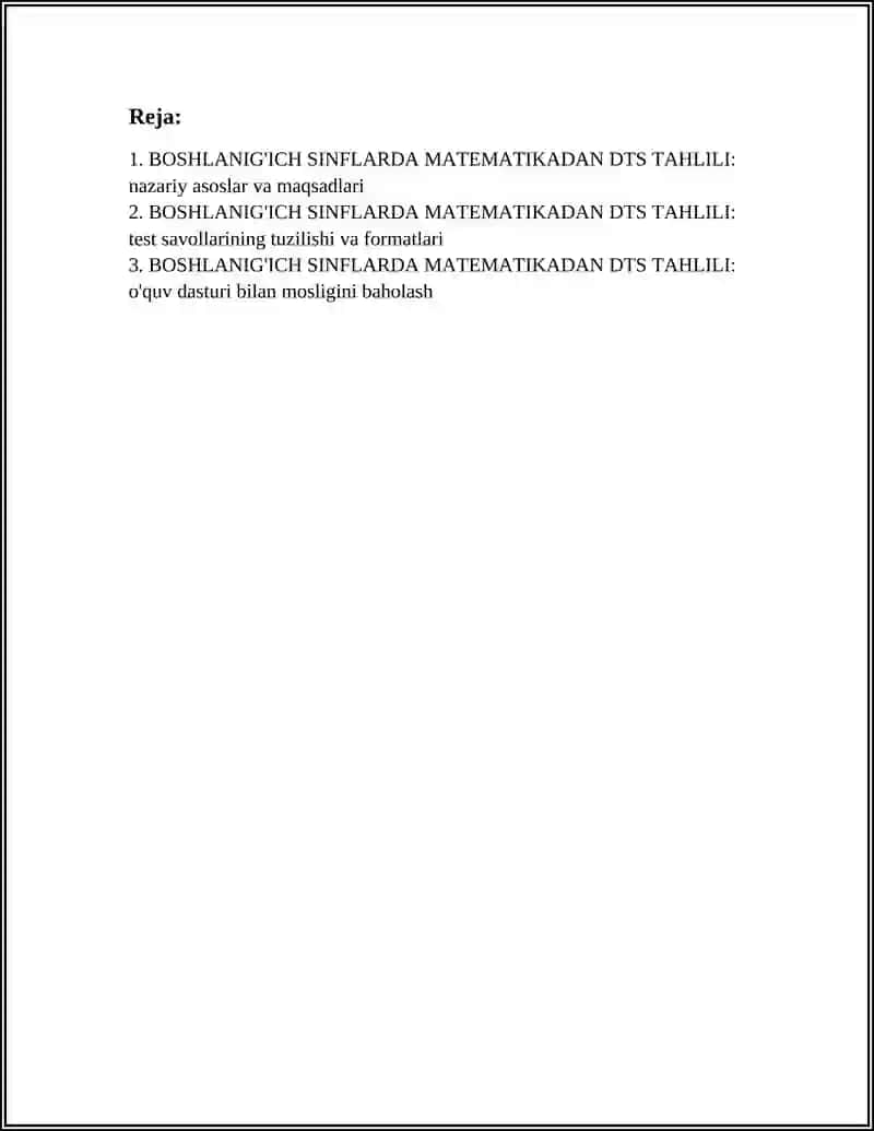 BOSHLANIG'ICH SINFLARDA MATEMATIKADAN DTS TAHLILI 2