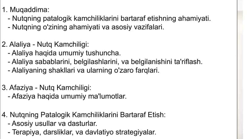 Nutqning patalogik kamchiliklarini bartaraf etish 2