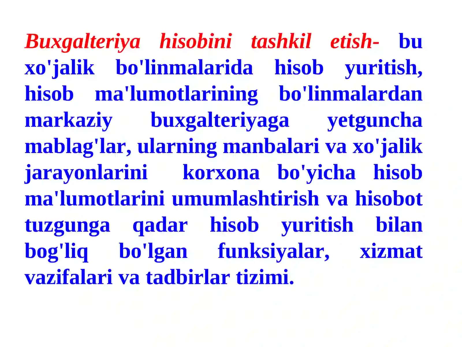 BUXGALTERIYA HISOBINI TASHKIL ETISH VA HISOB SIYOSATI 2