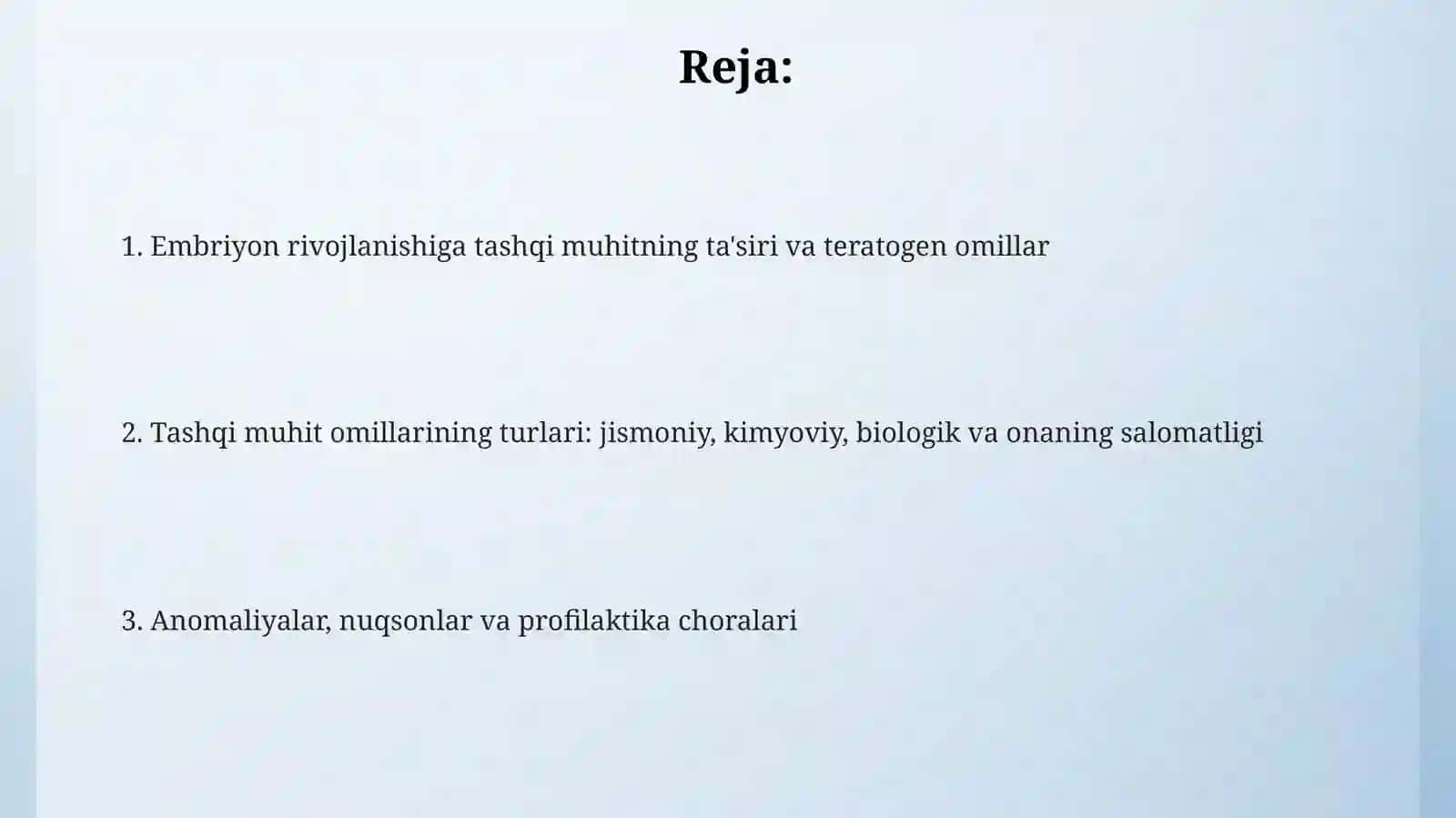 9-sinf 45-mavzu Embrion rivojlanishiga tashqi muhitning ta'siri 2