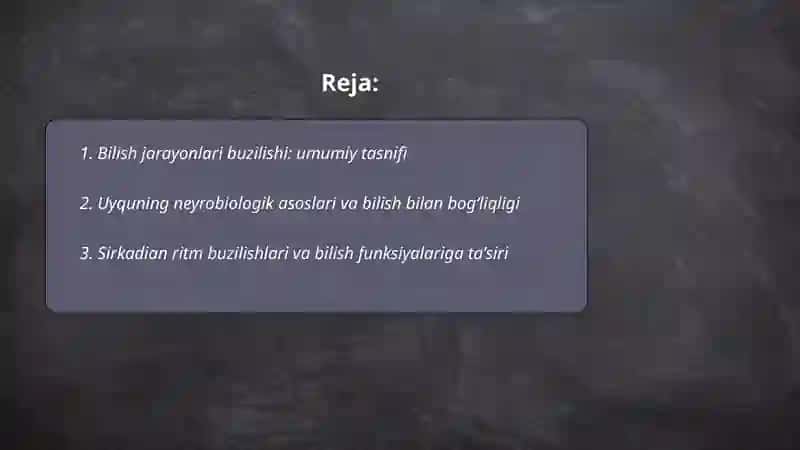 Bilish jarayonlari buzulishlari, Uyqu buzulishlari 2
