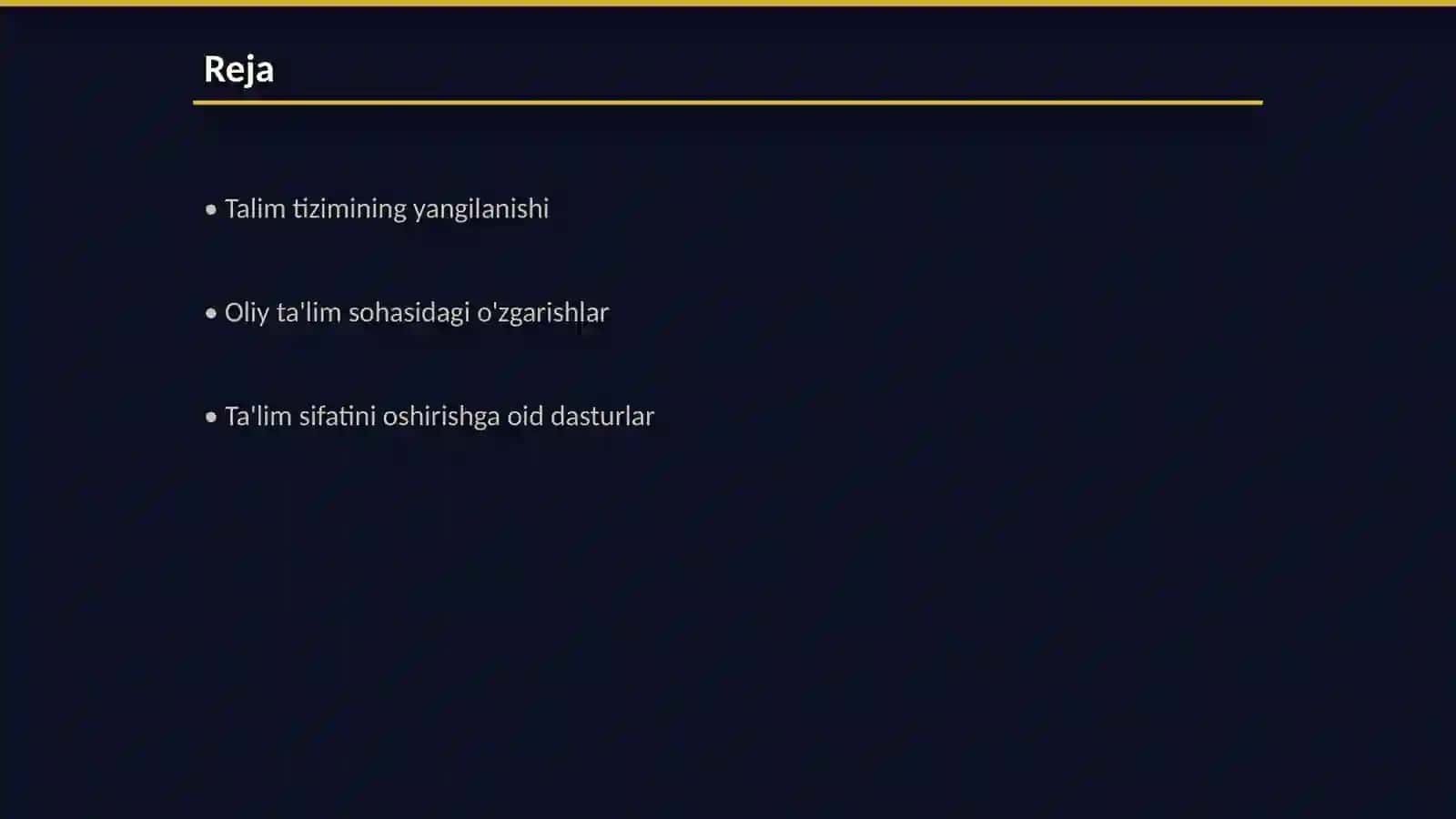 Oʻzbekiston Respublikasida talim sohasida olib borilgan islohotlar 2