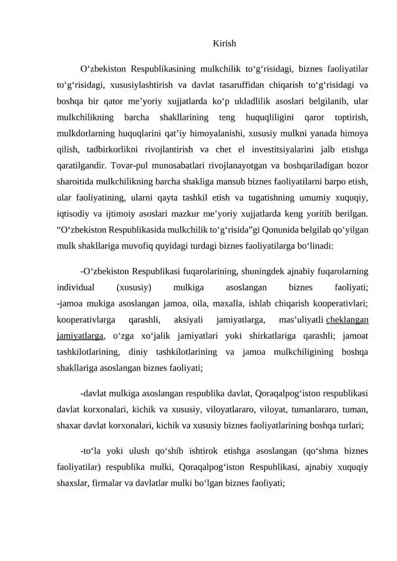 Biznesni tashkil etish 2