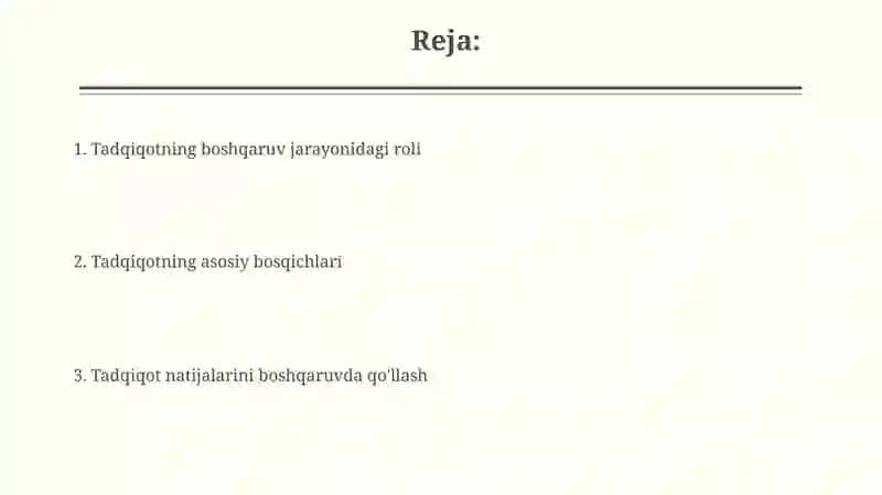 Tadqiqot boshqaruv jarayoni 2