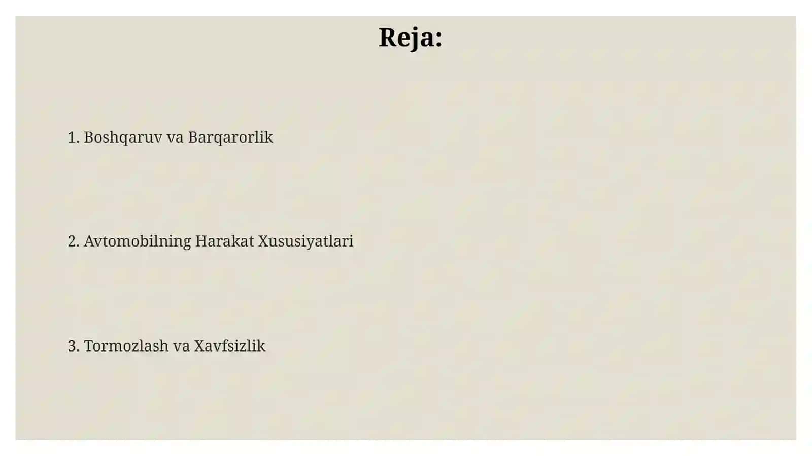 Avtomobilningoʻtagʻonlikxususiyati 2