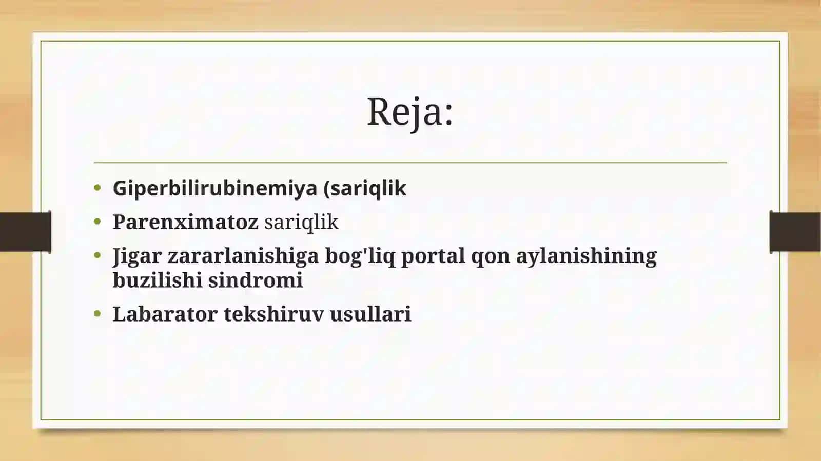 Jigar va o't yo'llari. Asosiy 2 klinik sindromlar sariqlik, portal gipertenziya, jigar yetishmovchil 2