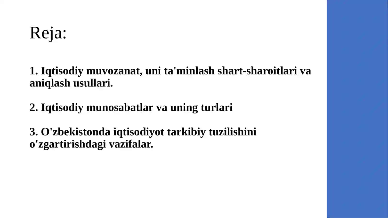 Milliy iqtisodiyotning muvozanati va nisbatlari 2