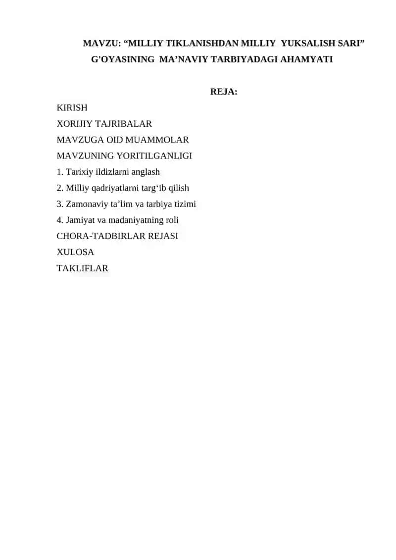 Milliy tiklanishdan milliy  yuksalish sari g'oyasining  ma'naviy tarbiyadagi ahamyati 2