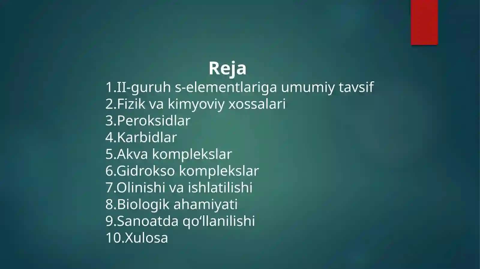 II-guruh s-elementlari: peroksidlari, karbidlari, akva va gidrokso komplekslari 2