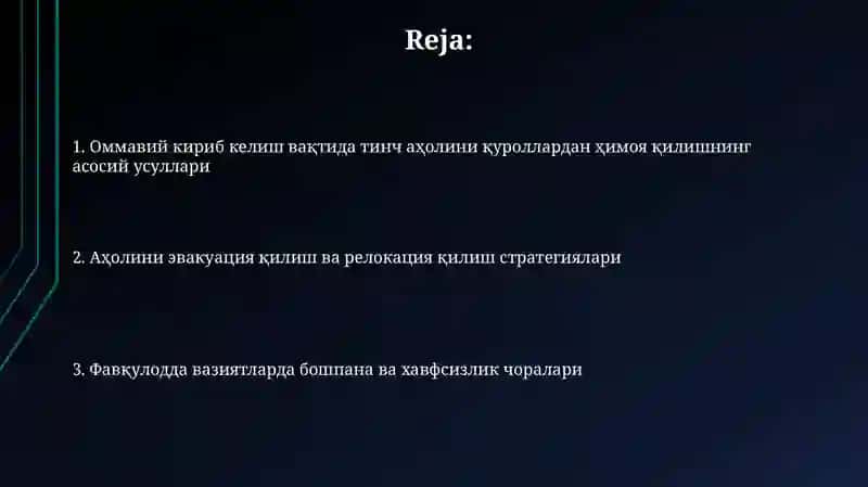 Aholini ommaviy girg' in qurollardan himoya gilishning asosiy usullari 2
