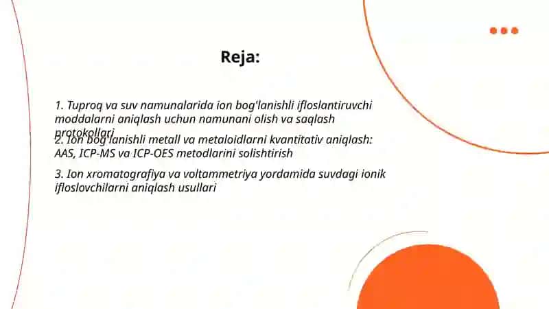 Tuproq va suvdagi ion boģlanishli ifloslanuvchi moddalarni aniqlash 2