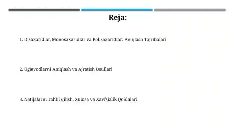 Disaxaridlar, Monosaxaridlar va Polisaxaridlar: Aniqlash Tajribalari 2