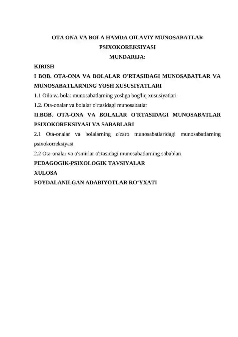 OTA ONA VA BOLA HAMDA OILAVIY MUNOSABATLAR PSIXOKOREKSIYASI 2