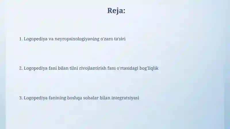 Logopediya fanini boshqa fanlar bilan boğliqligi 2