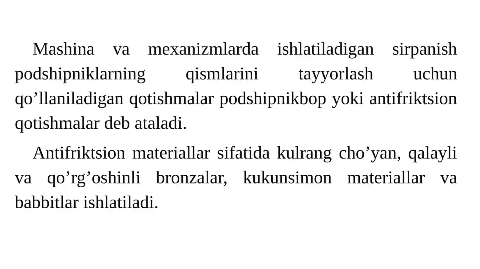 Antifriksion xususiyatga ega bo‘lgan po‘latlar 2