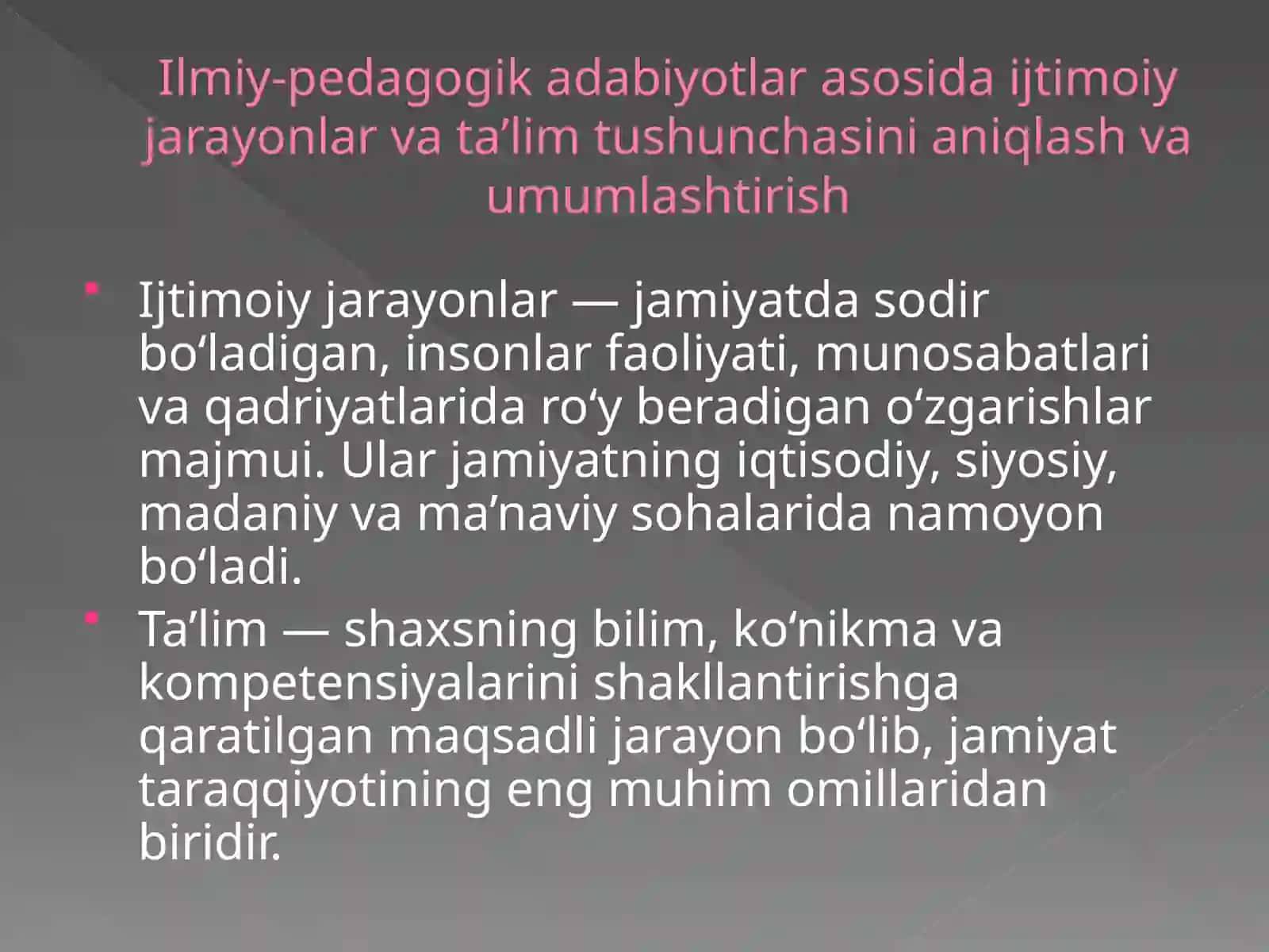 Ijtimoiy jarayonlar va ta'lim 2