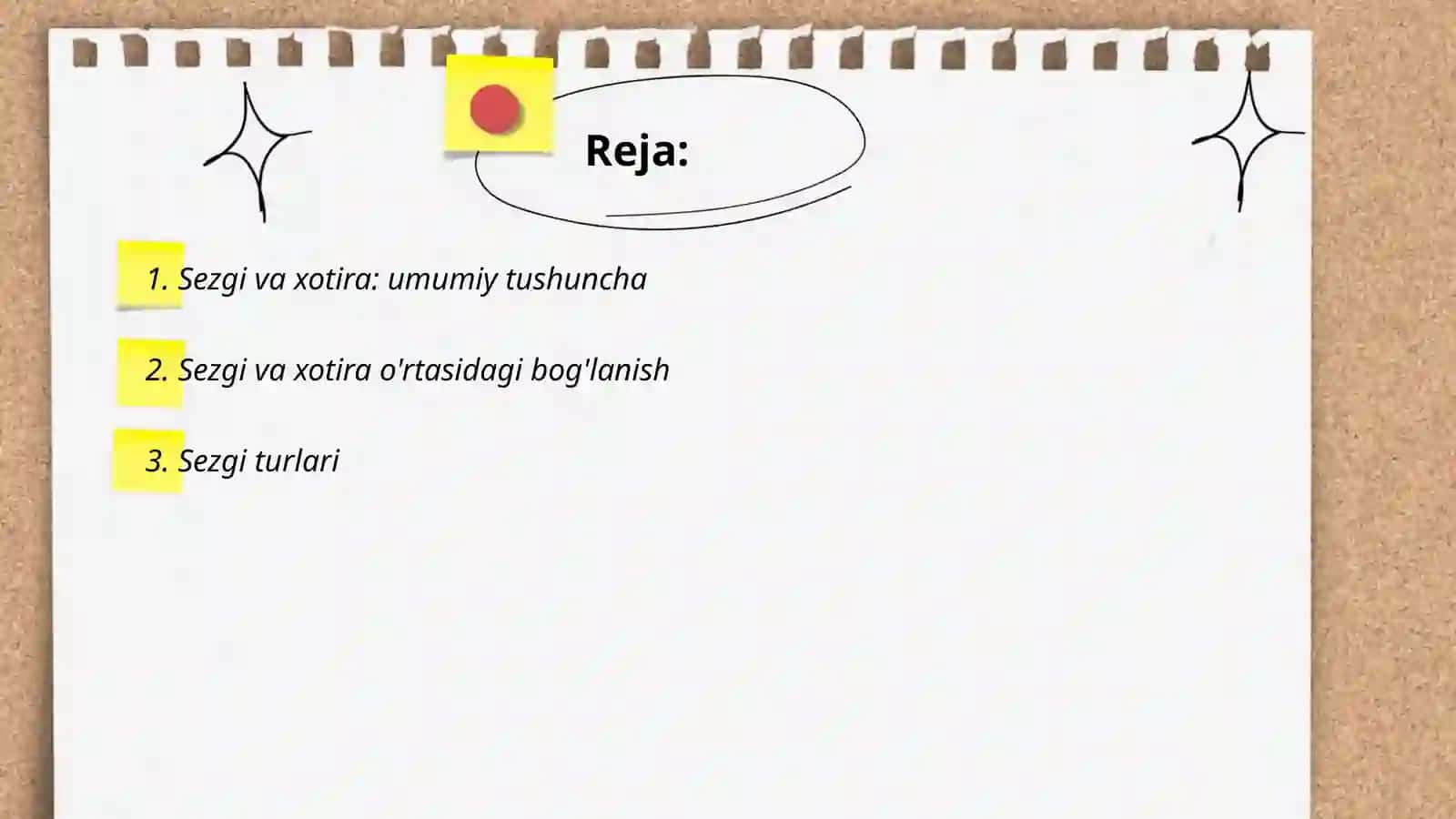 Sezgi va xotira haqida umumiy tushuncha 2