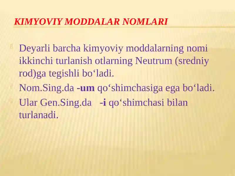 Kimyoviy Moddalar va Kislotalar Nomlanishi 2