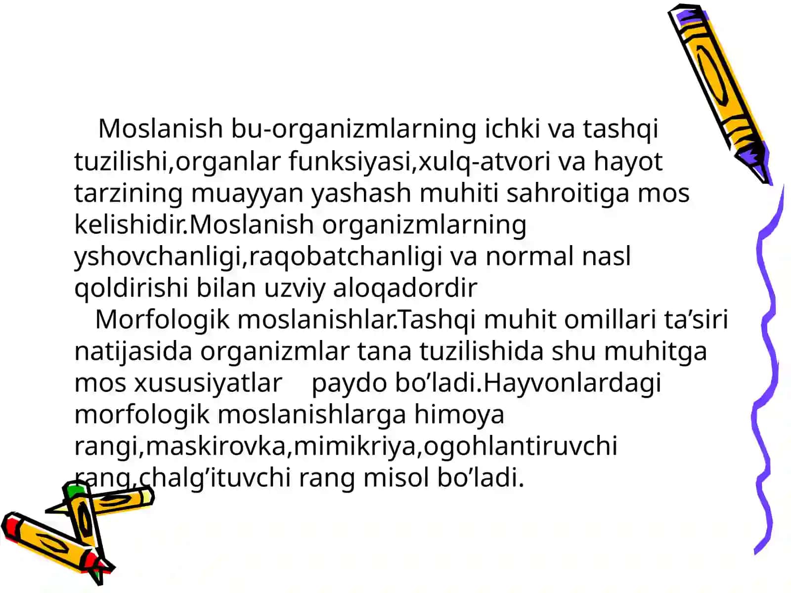 Organik olamdagi moslanishlar 2