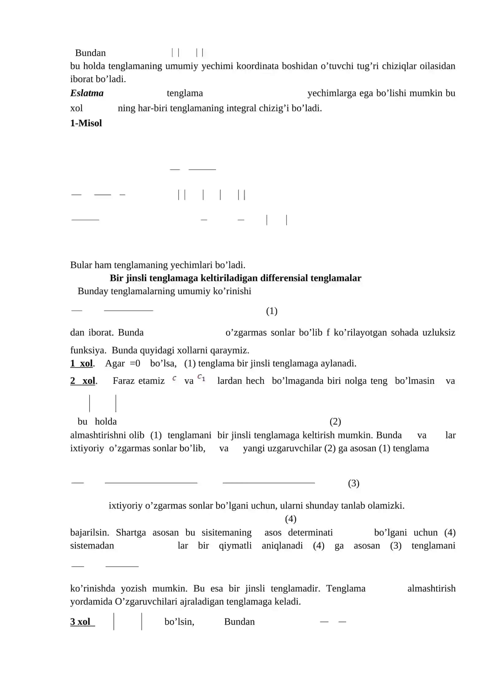 Birinchi tartibli differensial tenglamalar 2