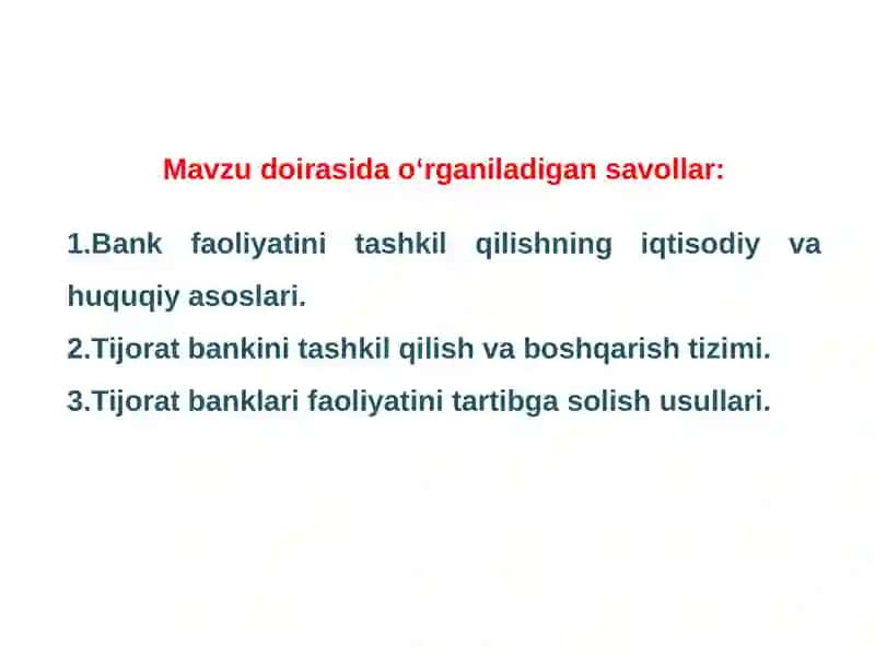 TIJORAT BANKLARI VA ULARNING FUNKTSIYALARI 2