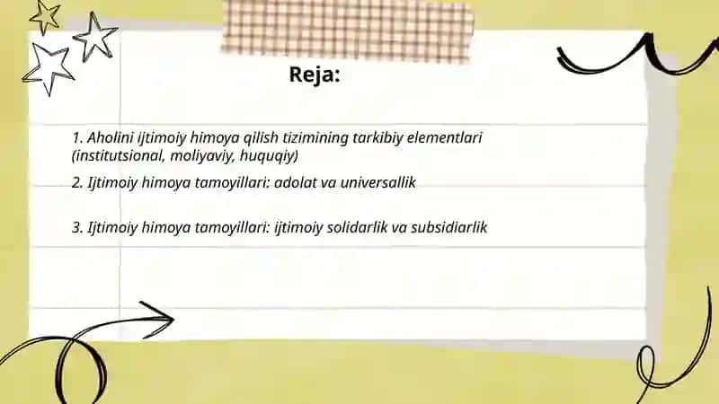 Aholini ijtimoiy himoya qilish tizimi tarkibi, tamoyillari va shakllari 2