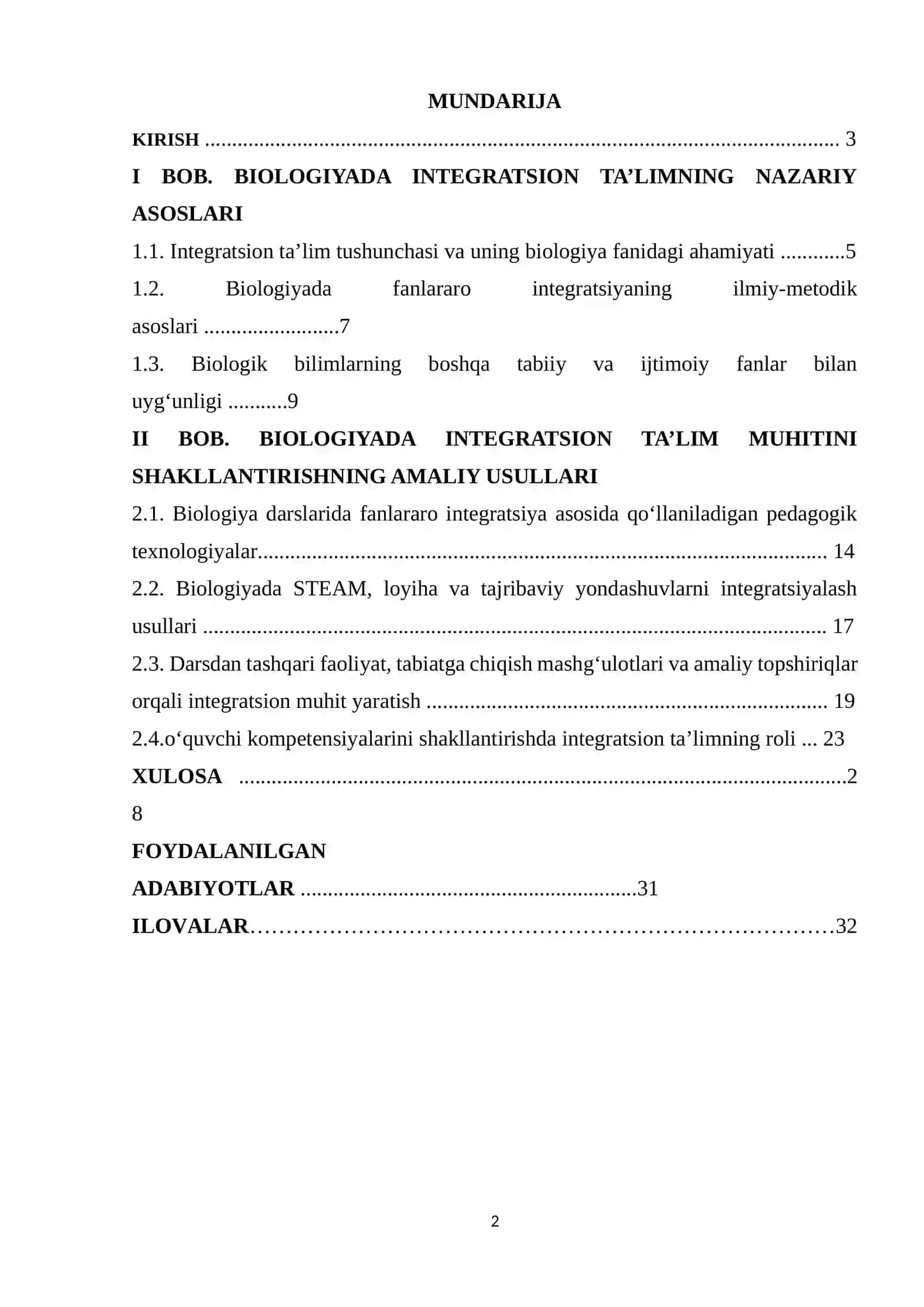 BIOLOGIYADA INTEGRSION TA'LIM MUHITINI SHAKLLANTIRISH USULLARI 2