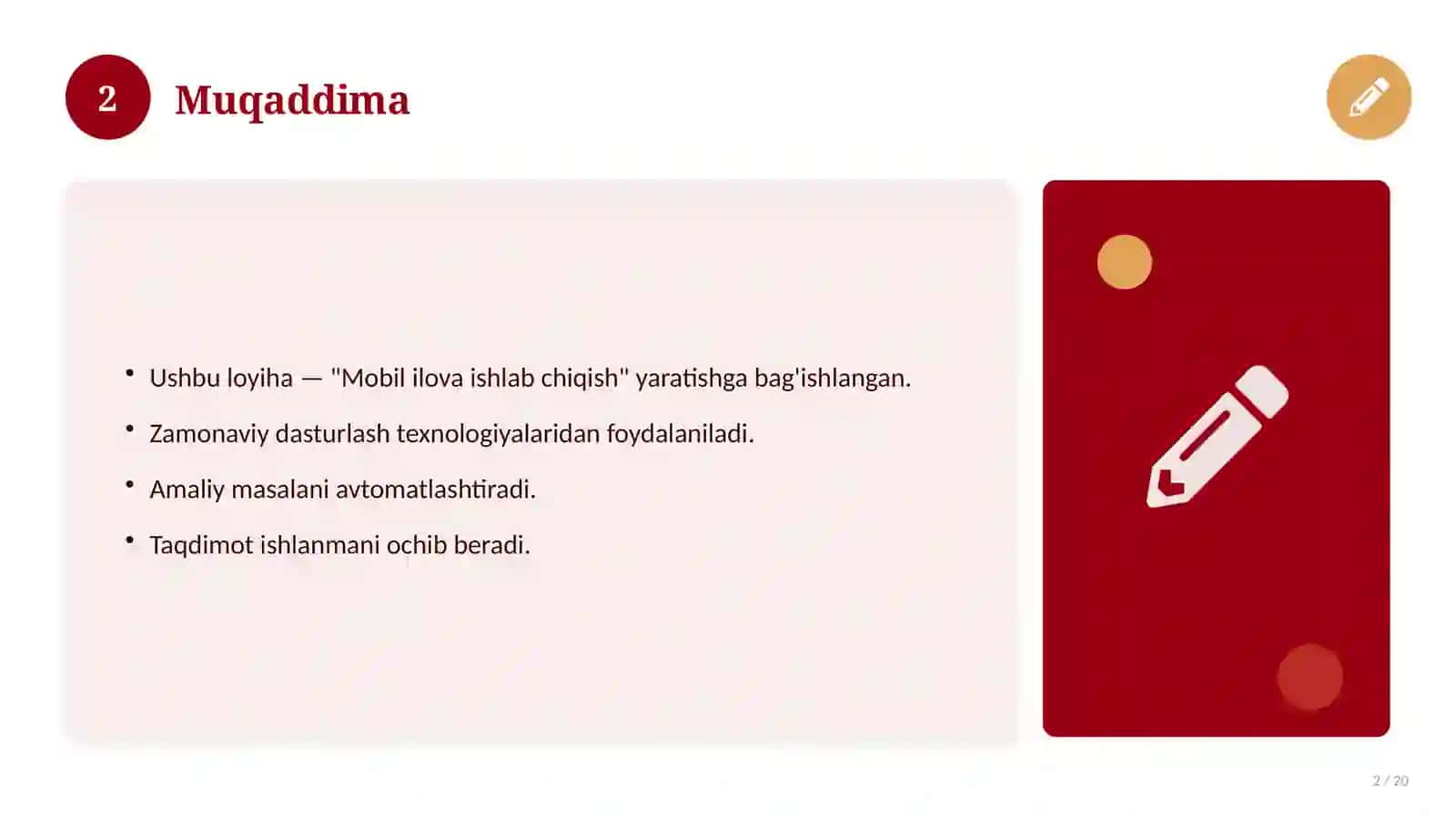 Mobil ilova ishlab chiqish 2