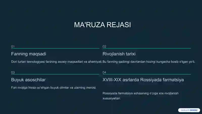 Dori turlari texnologiyasi  fanining rivojlanish tarixi 2