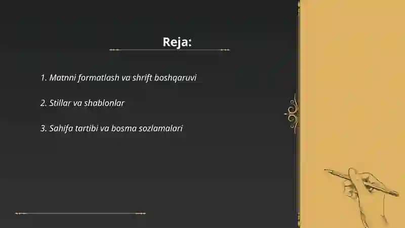 Microsoft Word dasturining imkoniyatlari 2