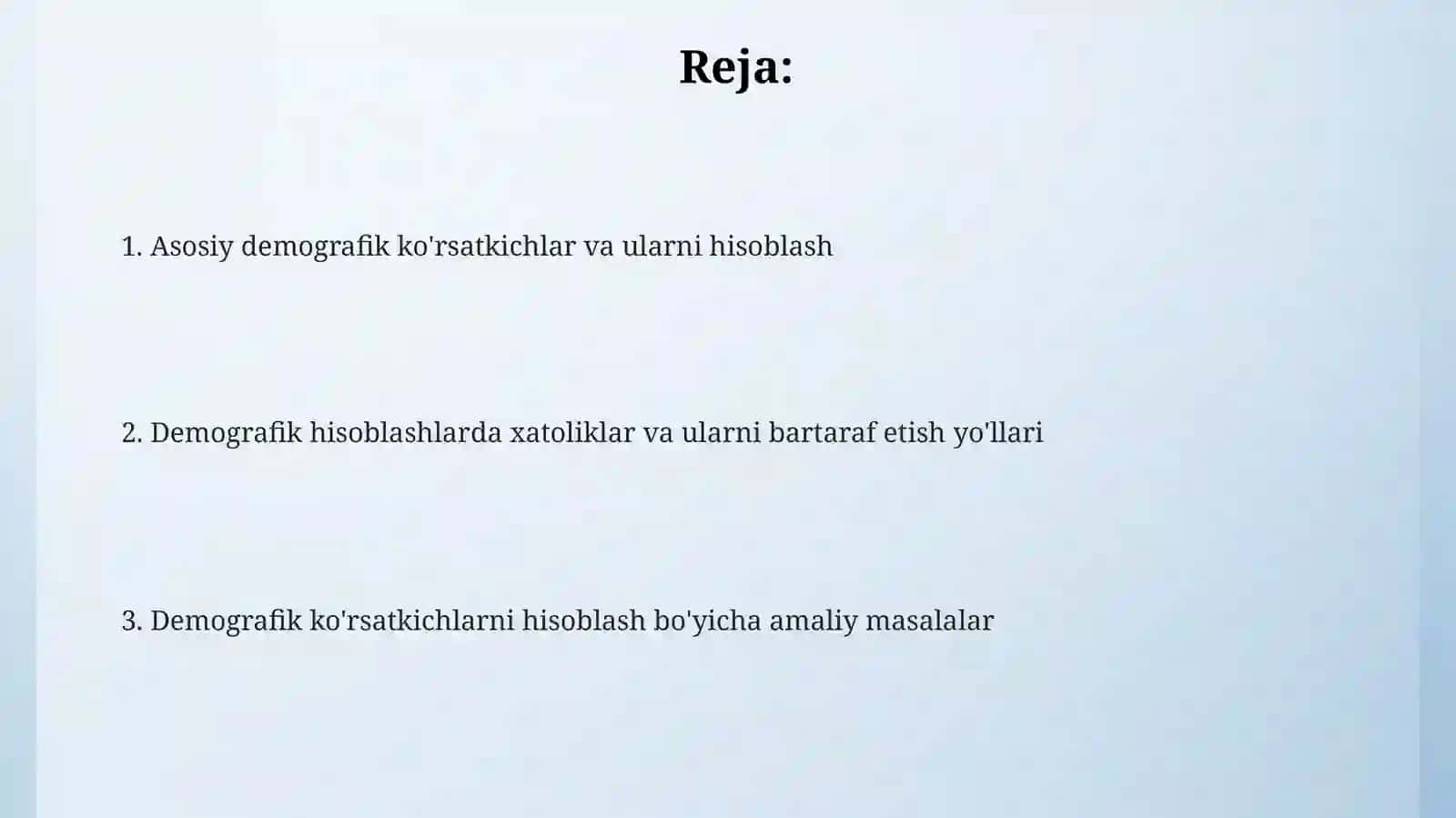 Demografik koʻrsatkichlarni hisoblash boʻyicha masalalar yechish 2