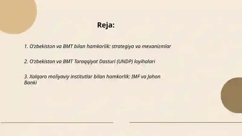 Oʻzbekistonning xalqaro tashkilotlar bilan hamkorlik aloqalari 2