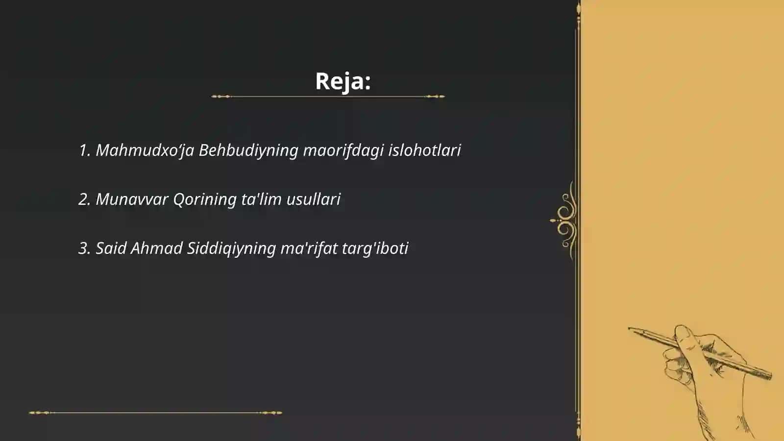 Mahmudxoʻja Behbudiy, Munavvar Qori va Said Ahmad Siddiqiyning maorif tizimidagi faoliyati, ularning ta’lim-tarbiya taraqqiyotida tutgan oʻrni 2