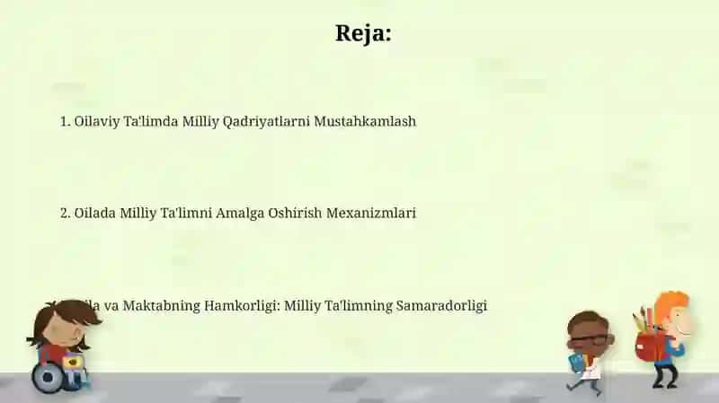 Oilada milliy tarbiyani amalga oshirish mexanizmlari 2