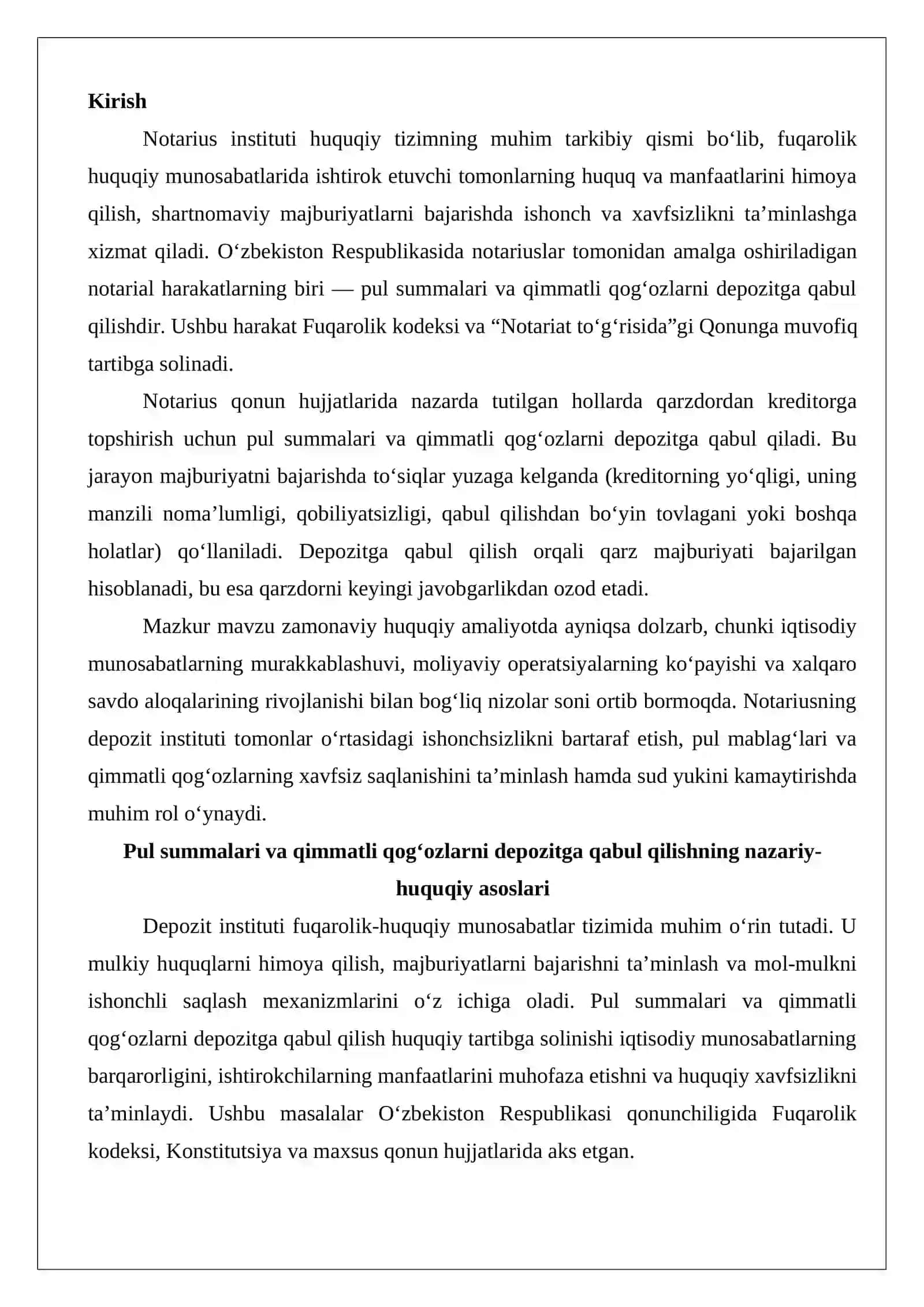 Pul summalari va qimmatli qog‘ozlarni depozitga qabul qilish 2