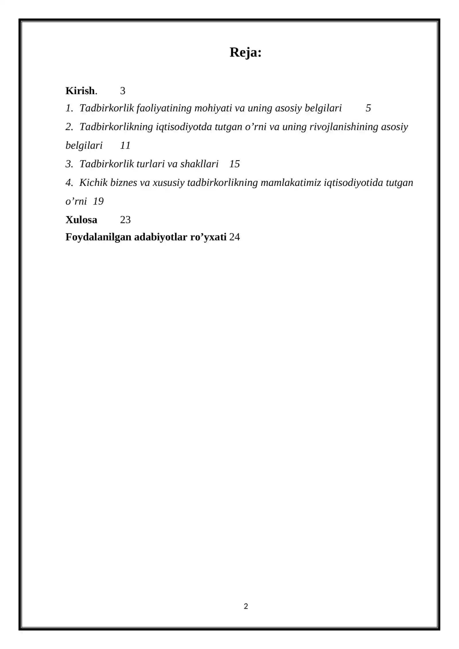 Tadbirkorlik faoliyati uning turlari va asosiy belgilari 2