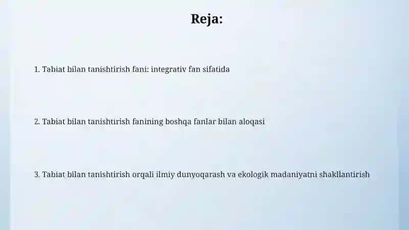 Tabiat bilan tanishtirish fani 2
