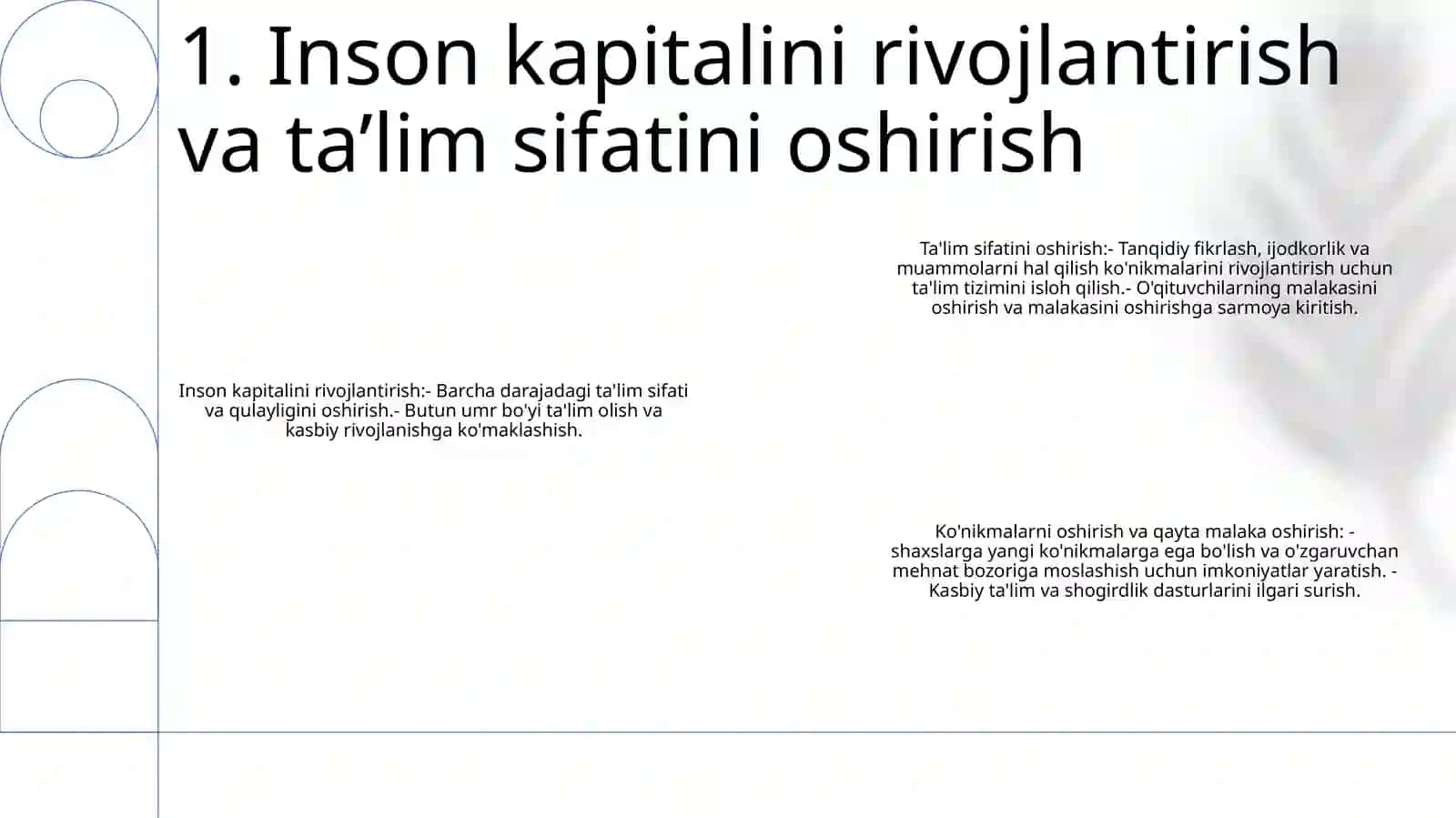 O'Zbekistonni Yanada Rivojlantirish Bo'Yicha " Harakatlar Strategiyasi " Ning Asosiy Yo'Nalishlari 2